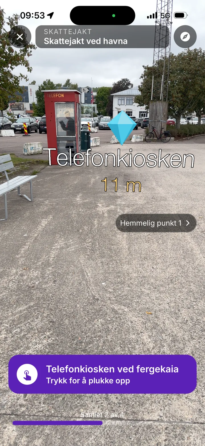 Skattejakt i AR ved havna i Horten